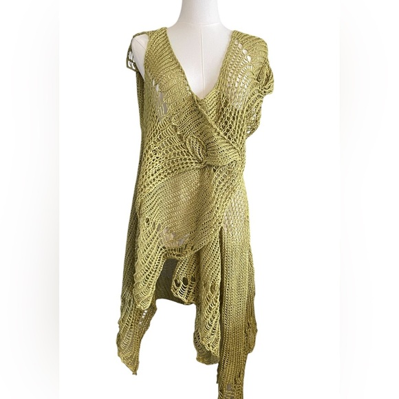 Vintage , Olive Green Knit Swim Cover-Up 
100% Linen - Picture 2 of 7